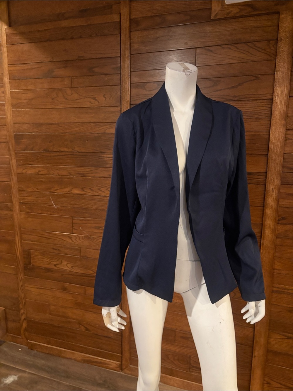 Source Unknown Navy Open-Front Draped Blazer